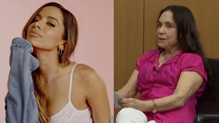 Anitta e Regina Duarte - REPRODUÇÃO/INSTAGRAM/YOUTUBE