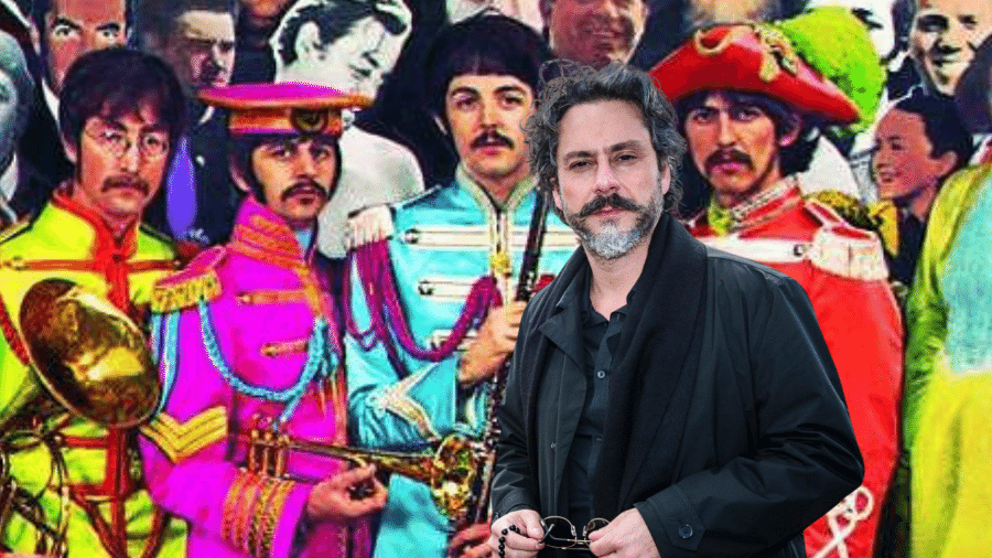 Montagem com Comendador, personagem de Alexandre Nero em Império, e capa de disco dos Beatles - Montagem / Divulgação