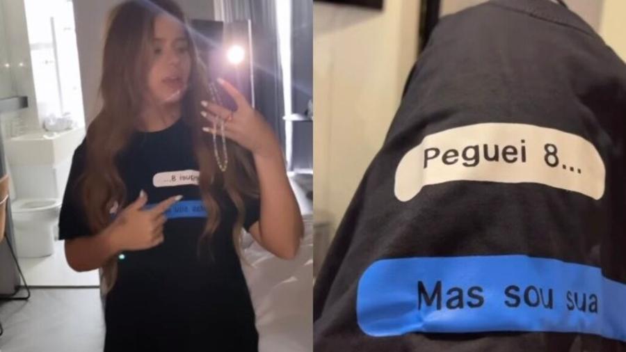 Viih Tube usa camiseta de Lipe Ribeiro: "Peguei 8, mas sou sua" - Reprodução/Instagram