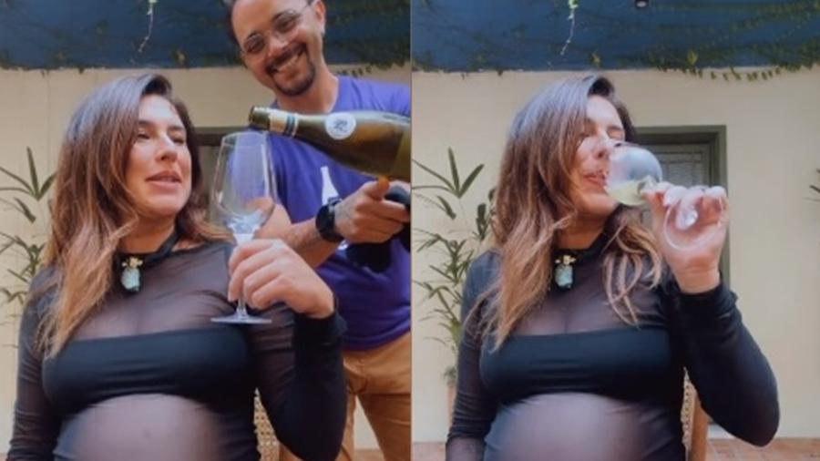 Fernanda Paes Leme toma taça de vinho no fim da gravidez - Reprodução/Instagram