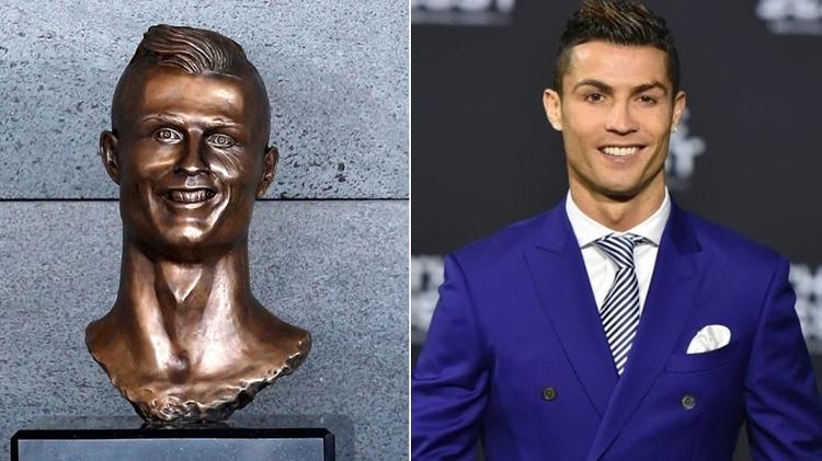 Escultura do busto de Cristiano Ronaldo está exposta em Portugal  - Reuters/AFP - Reuters/AFP