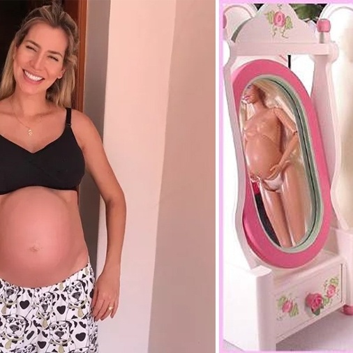 Boneca Barbie Mãe Grávida Com Bebê Em Sua Barriga