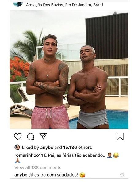 Romarinho posta foto com o pai, Romário, e Any comenta - Reprodução/Instagram  - Reprodução/Instagram 