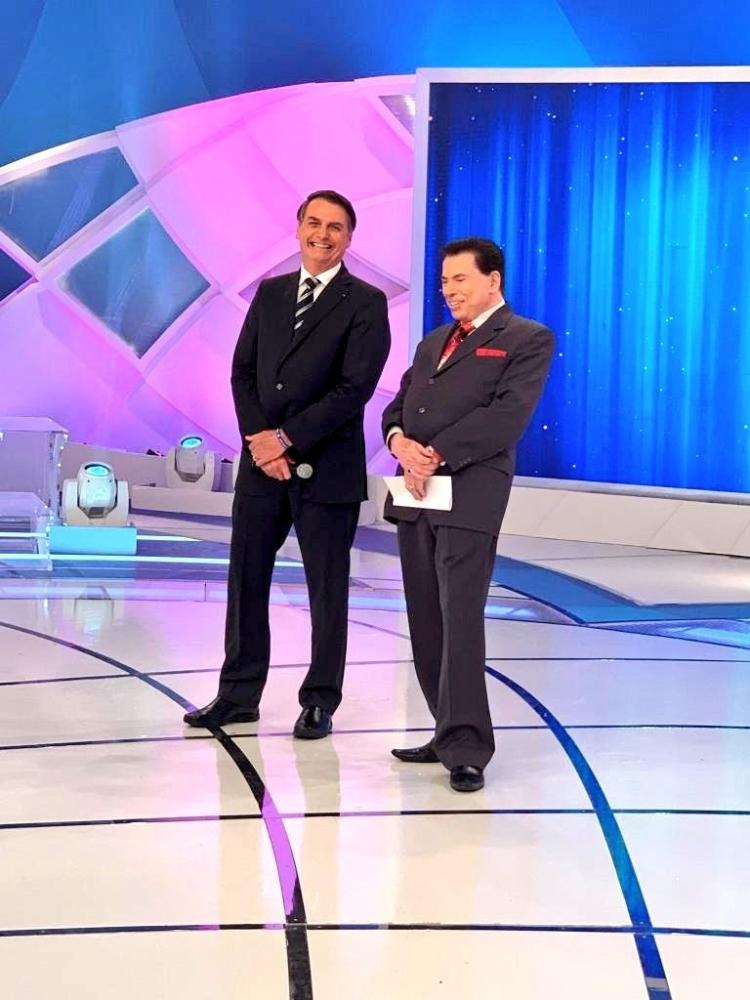 Bolsonaro e Silvio gravam o "Programa Silvio Santos" no SBT