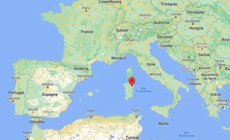 Mapa mostra Lula, município de cerca de 1.300 habitantes na Sardenha, Itália - Reprodução/Google Maps - Reprodução/Google Maps