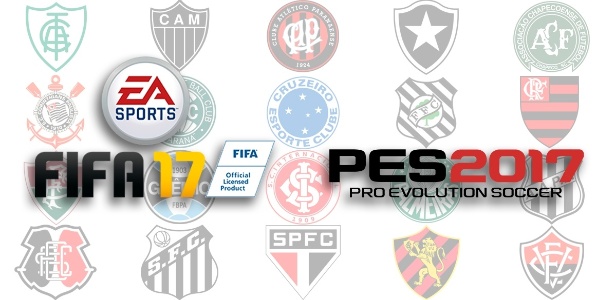 Independentemente do game, times brasileiros estarão em "Fifa 17" e "PES 2017" - Montagem/UOL