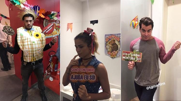 Marcos Veras, Nanda Costa e Thiago Martins na festa junina de "Pega Pega" - Reprodução/Instagram - Reprodução/Instagram