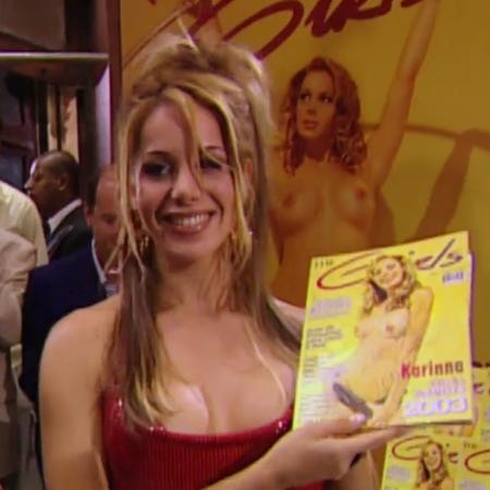 Capa de revista masculina com mulher nua na estreia de "Celebridade" - Reprodução/TV Globo - Reprodução/TV Globo