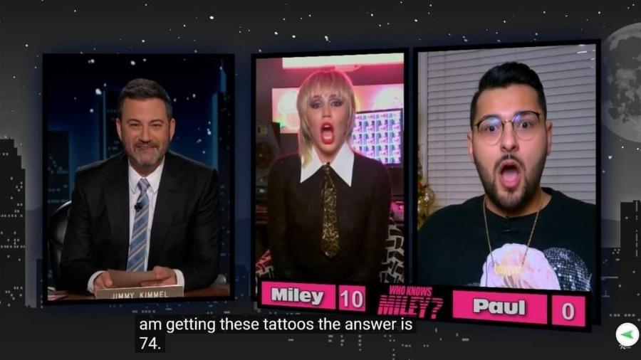 Miley Cyrus vai ao programa de Jimmy Kimmel - Reprodução/Twitter