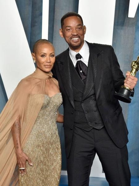 Will e Jada Smith no Oscar. A cerimônia de premiação ficou marcada pelo tapa que o ator deu em Chris Rock - Lionel Hahn/Getty Images