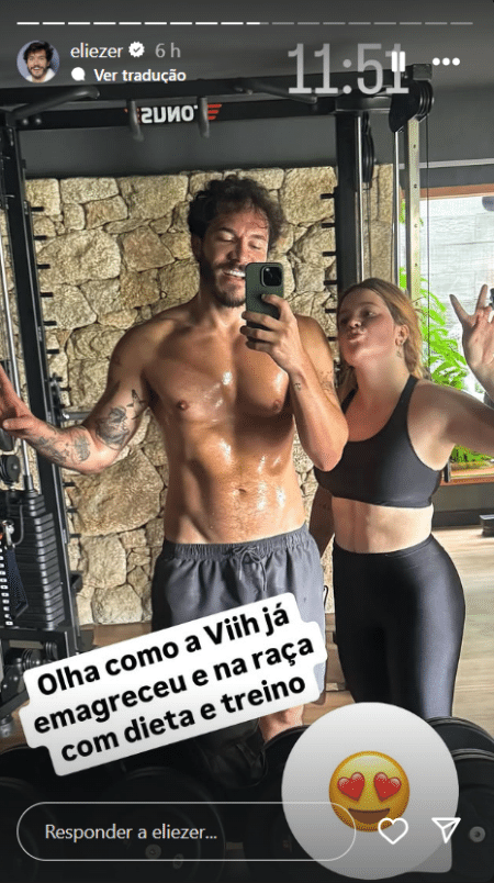 Eliezer mostra pós-treino com Viih Tube Eliezer mostra pós-treino com Viih Tube