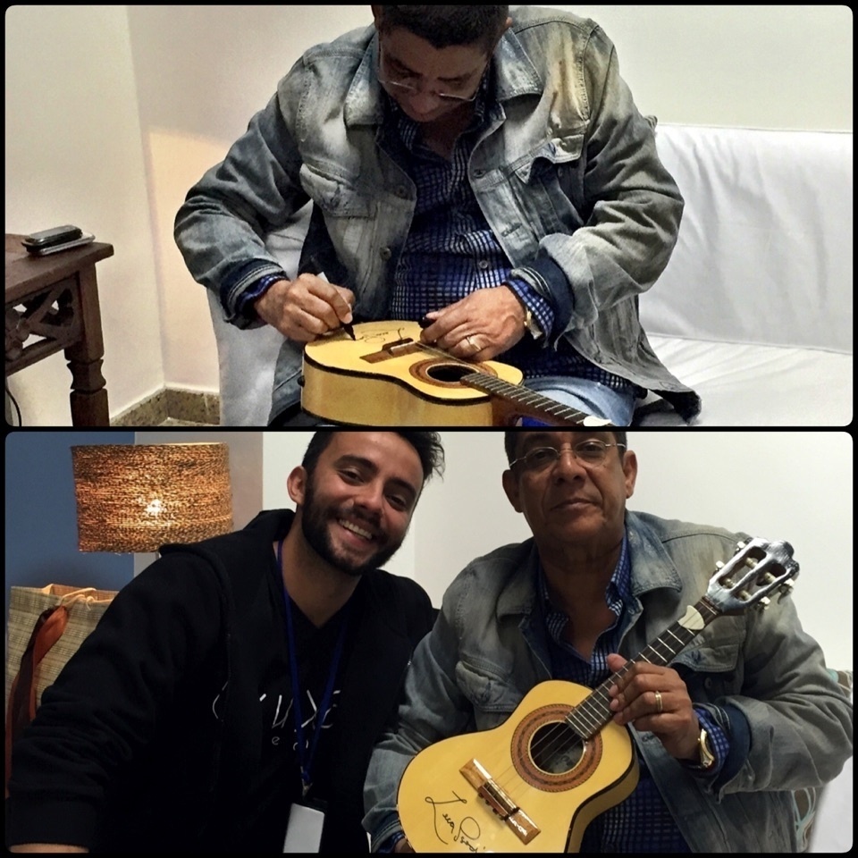 Felipe Atra tieta Zeca Pagodinho nos bastidores do programa da Xuxa - Reprodução/Facebook