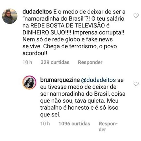 Bruna responde uma seguidora em um dos seus posts - Reprodução/Instagram/@brunamarquezine - Reprodução/Instagram/@brunamarquezine