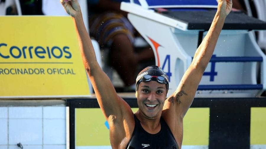 A ex-nadadora olímpica Joanna Maranhão durante competição - Acervo pessoal