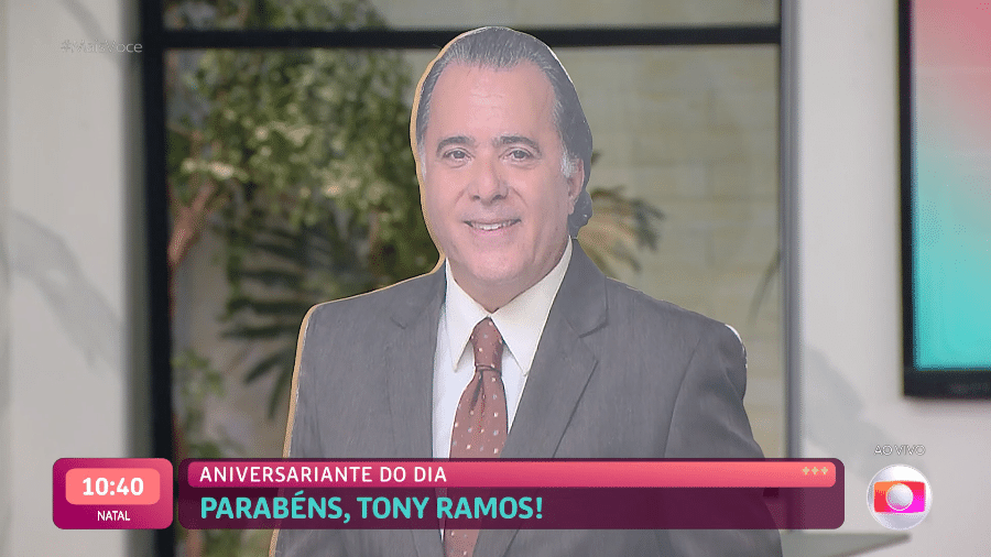 Tony Ramos de papelão marcou presença no "Mais Você" - Reprodução/Globoplay