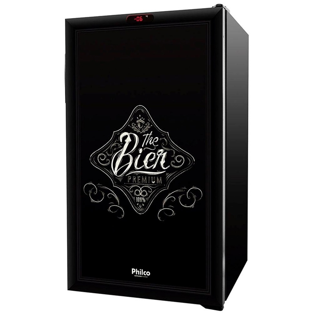 A cervejeira Frostbier Philco conta com display eletrônico que informa a temperatura da bebida, ajustável de -6ºC a 6ºC. Com prateleiras removíveis e ajustáveis, o refrigerador conta com porta de vidro duplo e sistema de ventilação que permite gelar os líquidos por igual. À venda no Walmart (www.walmart.com.br) por R$ 1.328 - Divulgação