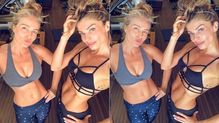 As duas fotos postadas por Grazi Massafera: a primeira, com o chão torto na altura da cintura, e a segunda, sem edição - Reprodução/Instagram - Reprodução/Instagram