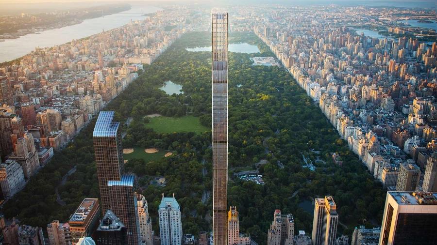 Steinway Tower, o prédio mais estreito do mundo, foi finalizado após nove anos de obras - Reprodução