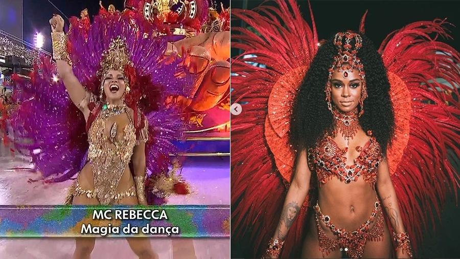 Globo errou ao identificar mulher como MC Rebecca durante o desfile do Salgueiro - Reprodução e Montagem/UOL