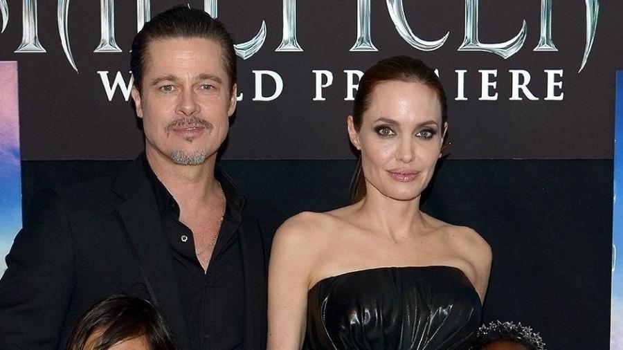 Brad Pitt, Angelina Jolie e família, na estreia do longa "Malévola" - Charley Gallay/Getty