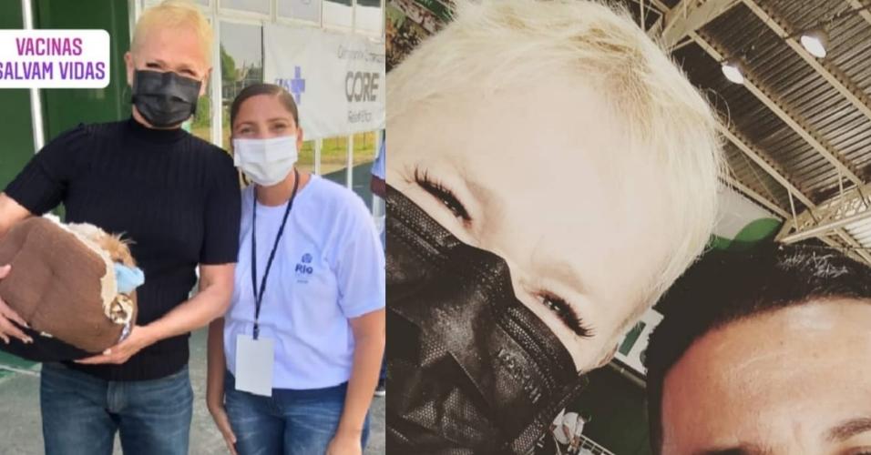 Xuxa posa com fãs ao tomar vacina contra a covid-19