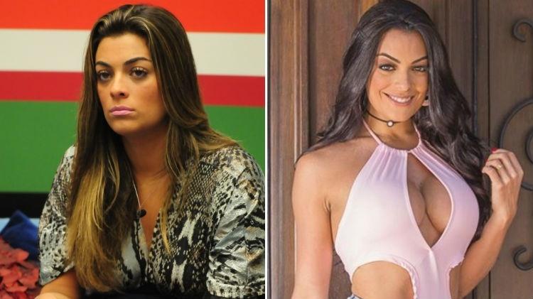 Monique Amin no "BBB", em 2012, e atualmente em "A Fazenda - Nova Chance" - Divulgação/Globo/Reprodução/Instagram - Divulgação/Globo/Reprodução/Instagram