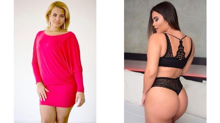 Geisy Arruda com o vestido que provocou sua expulsão da universidade, em 2009, e em ensaio recente de lingerie - Reprodução / Instagram - Reprodução / Instagram