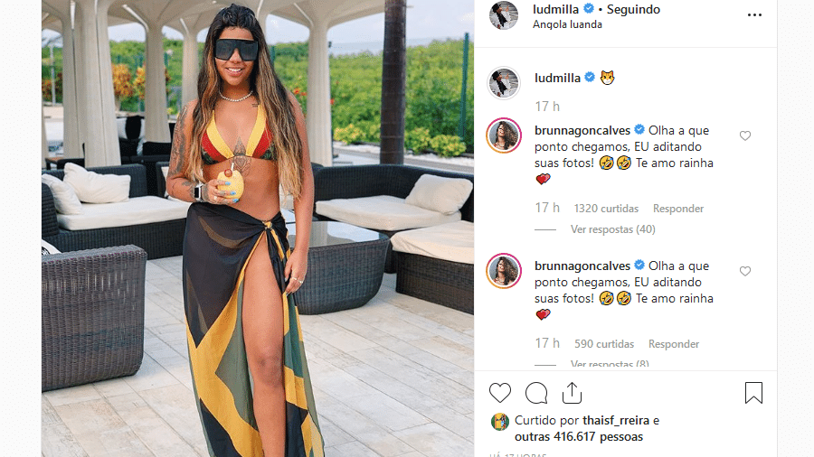 Ludmilla posta foto de biquíni e a namorada, Brunna Gonçalves, comenta - Reprodução/Instagram