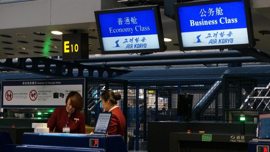 Check-in da Air Koryo em Pequim - Arquivo pessoal