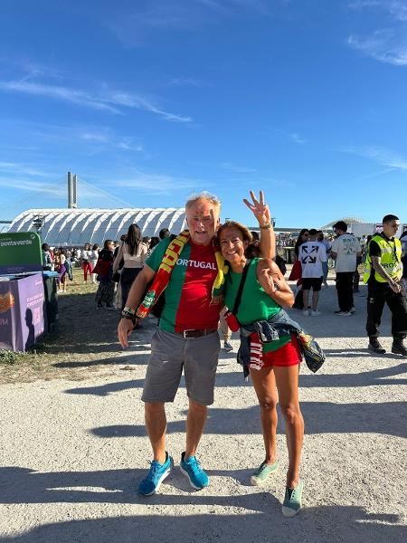 Isabela Abreu, 57, e João Carvalho, 58, assistiram ao jogo de Portugal no Rock in Rio Lisboa