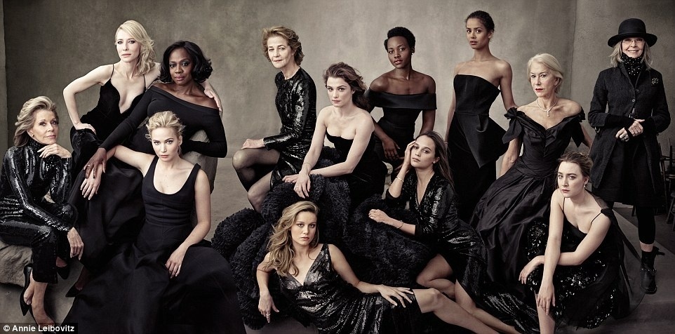 2.fev.2015 - Atrizes indicadas ao Oscar 2016 se juntam a outras colegas premiadas em foto para a revista "Vanity Fair" - Annie Leibovitz/Vanity Fair/Divulgação
