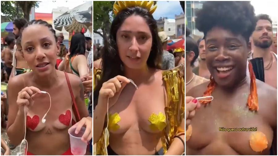 Mulheres contam como é usar tapa-mamilos em um bloco de rua no Carnaval do Rio - Mariana Queiroz/UOL