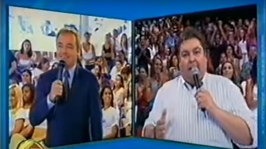 Momento ao vivo com Gugu e Faustão foi transmitido ao mesmo tempo na Globo e no SBT - YouTube/@Oarquivosbt