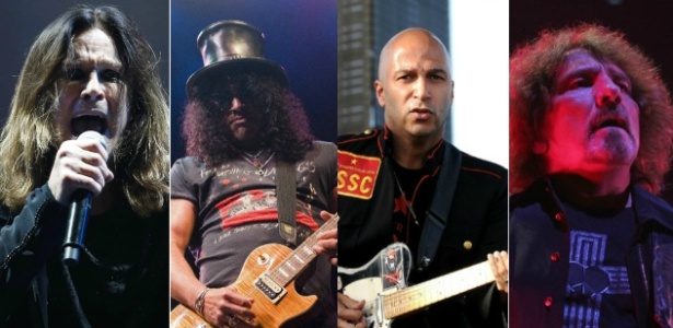 Da esq. para a dir., Ozzy Osbourne, Slash, Tom Morello e Geezer Butler - Montagem