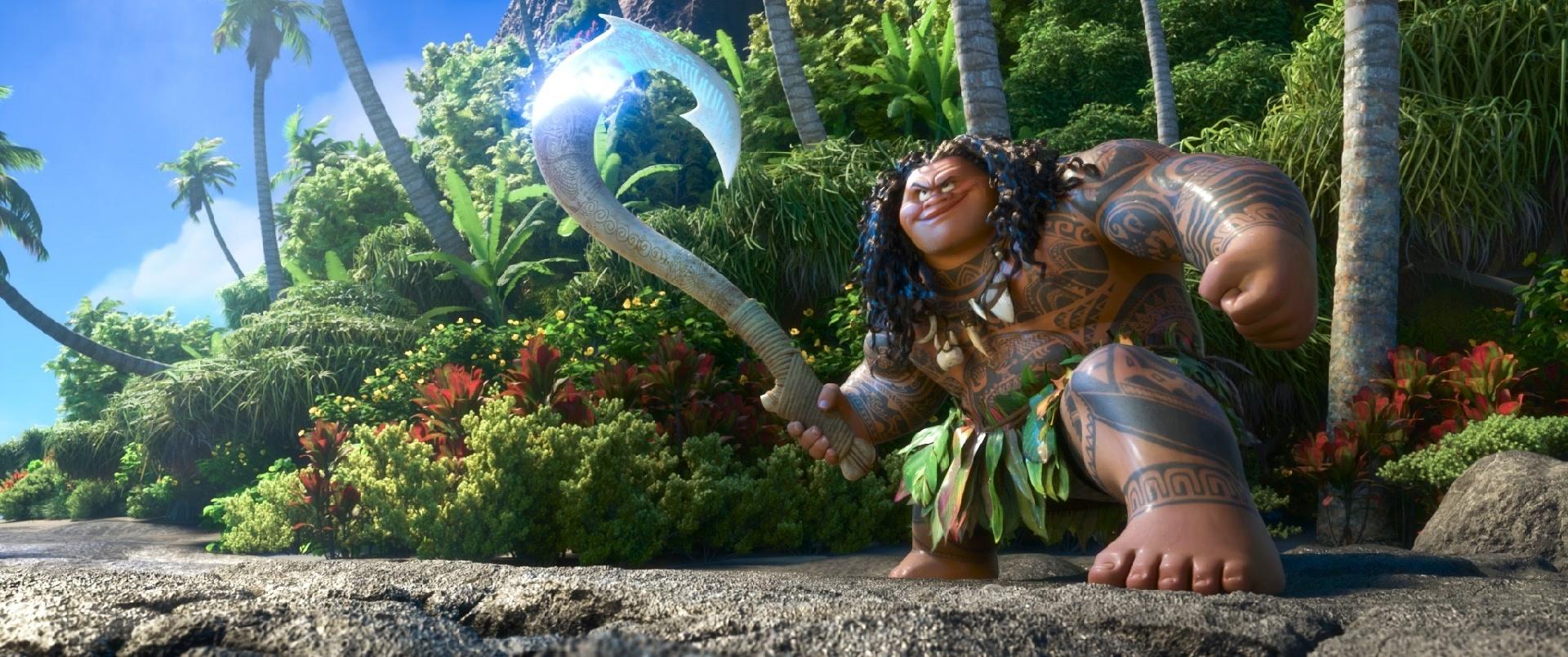 Maui é um semideus que desenvolve uma amizade com o personagem principal em "Moana" - Divulgação