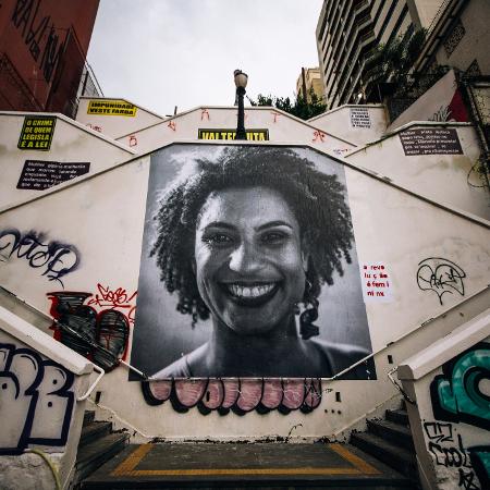 Homenagem a Marielle Franco na Rua Cardeal Arcoverde em SP - Marcelo D. Sants/Framephoto