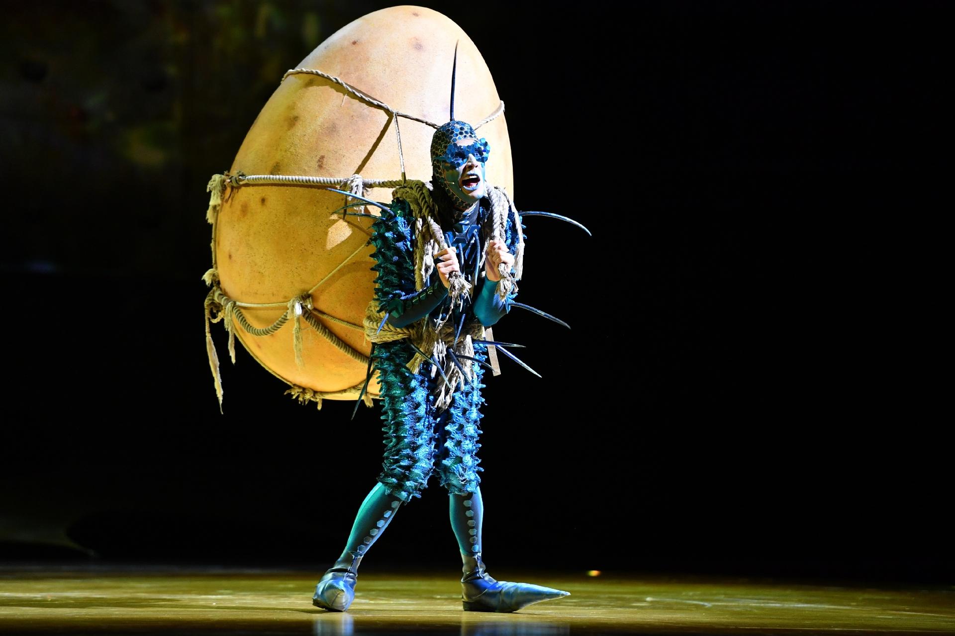 Um dos personagens leva o ovo que tanto "causa" no enredo do espetáculo do Cirque du Soleil - Divulgação