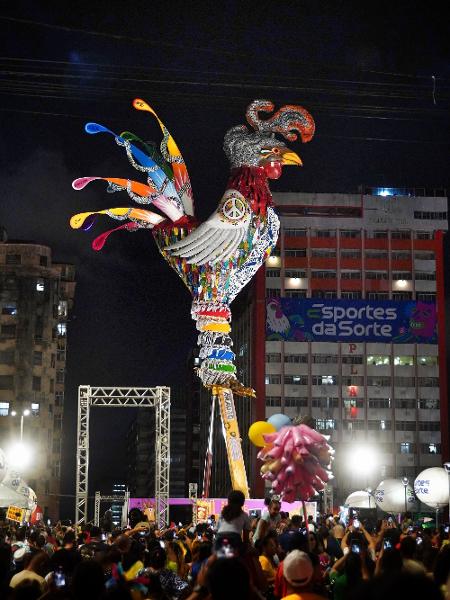 Carnaval 2024: Galo Gigante da Paz é erguido em Recife