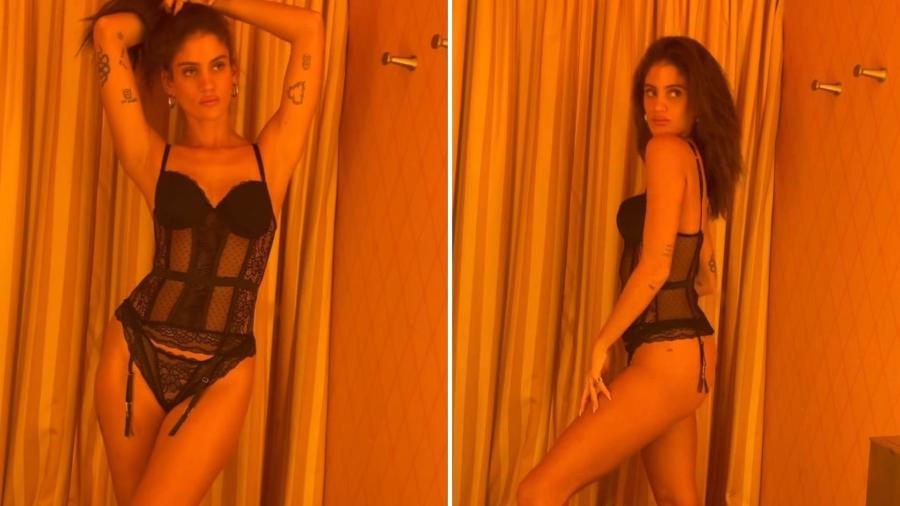 Laura Fernandez posa de lingerie preta  - Reprodução/Instagram