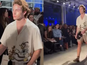 Pietro, filho de Murilo Benício e Giovanna Antonelli, estreia no SPFW