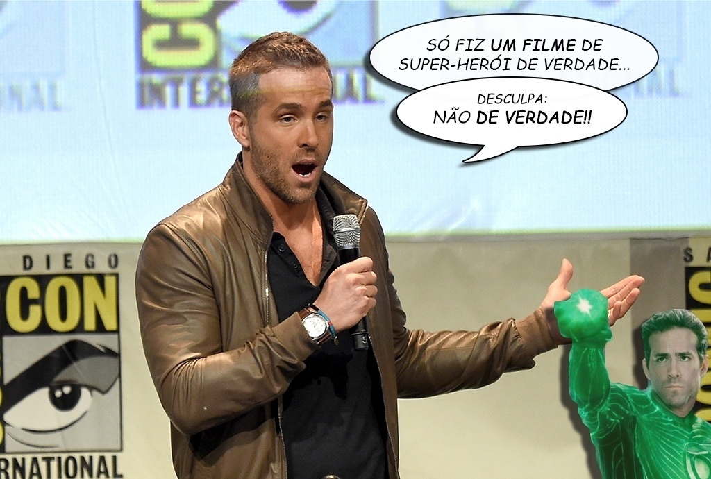 E os fãs de quadrinhos - aparentemente - perdoaram Ryan Reynolds. Depois de queimar o filme com um "Lanterna Verde" abaixo da crítica, o ator voltou a encarar a plateia mais nerd do planeta para apresentar seu novo filme, "Deadpool". A recepção do público ao trailer mostrado foi excelente e ele aproveitou para ajustar as contas com o passado: "Só fiz um filme de herói de verdade. Desculpa, não de verdade" - Kevin Winter/Getty Images