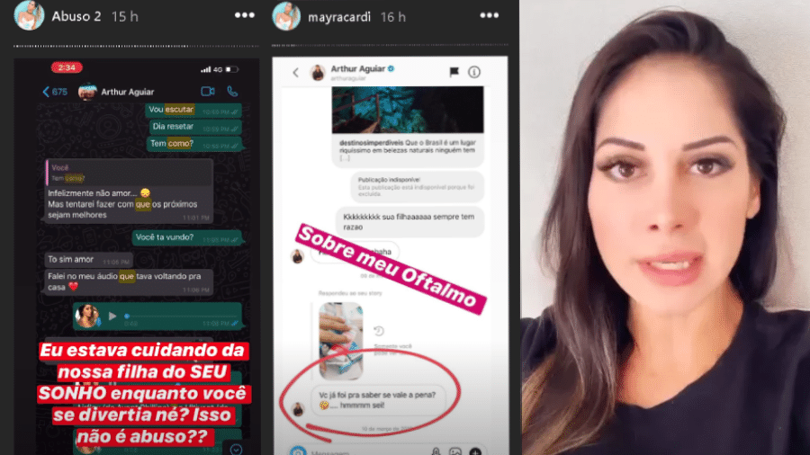 Novos posts de Mayra Cardi expondo supostos abusos do ex-marido, o ator Arthur Aguiar - Reprodução/Instagram