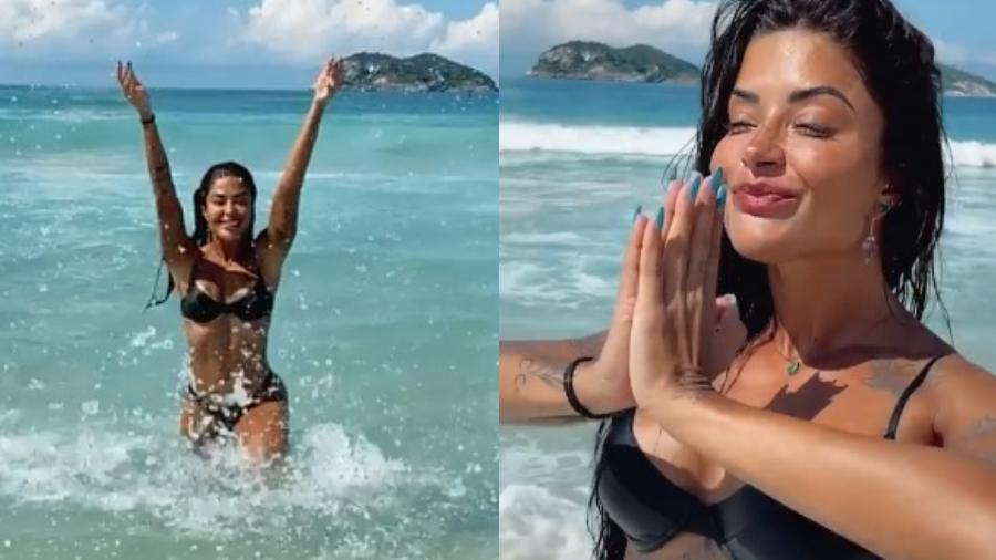 Aline Riscado aproveita último dia de praia no Rio de Janeiro - Reprodução/Instagram@alineriscado