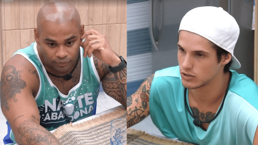 BBB 23: Cezar Black decide chamar atenção de Gabriel: Não é que você demorou um pouco [para falar comigo], você não veio ver meu lado da história." - Reprodução/Globoplay