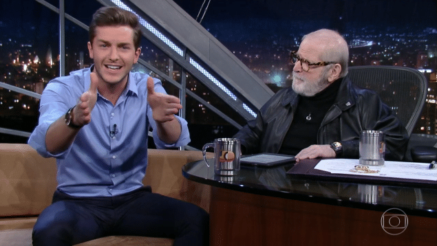 26.ago.2016 - Klebber Toledo é entrevistado por Jô Soares na Globo e fala sobre "Êta Mundo Bom" - Reprodução/TV Globo