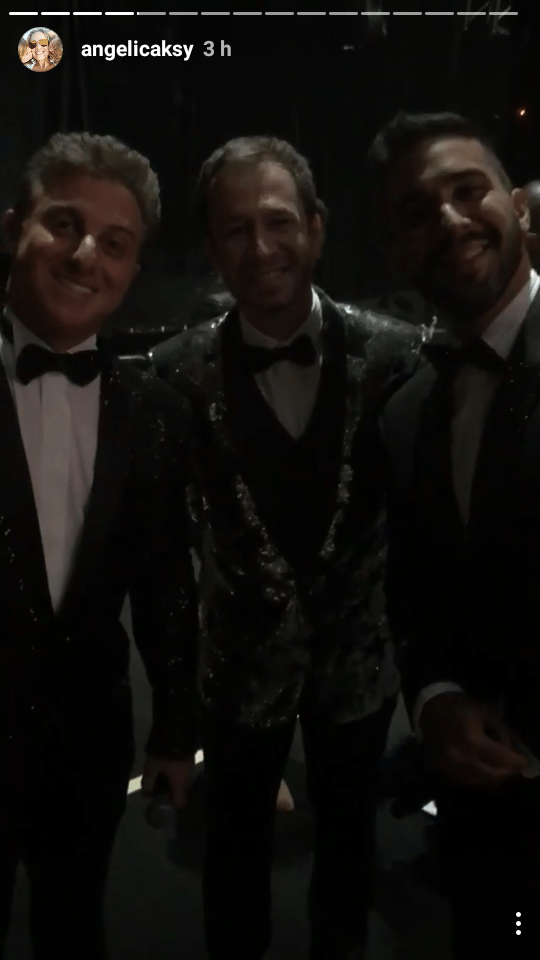 Luciano Huck, Tiago Leifert e André Marques vestem ternos brilhantes para o especial "Chacrinha, o Eterno Guerreiro", da Globo e do canal pago Viva - Reprodução/Instagram/angelicaksy