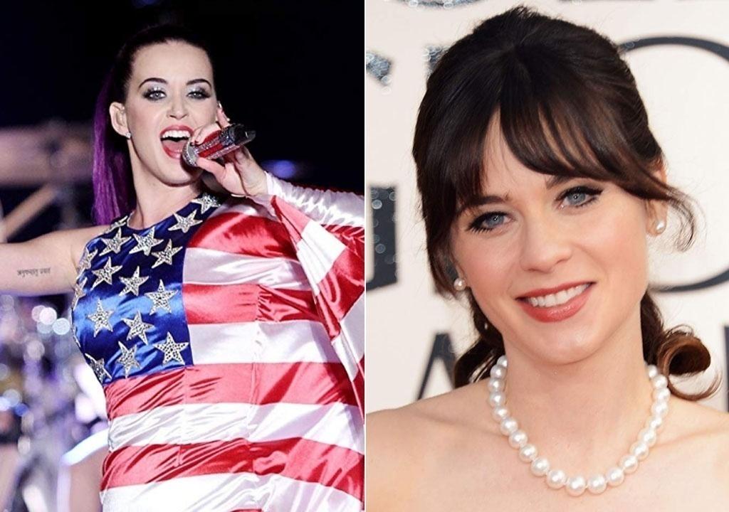 Katy Perry (à esquerda) e Zooey Deschanel - Reprodução