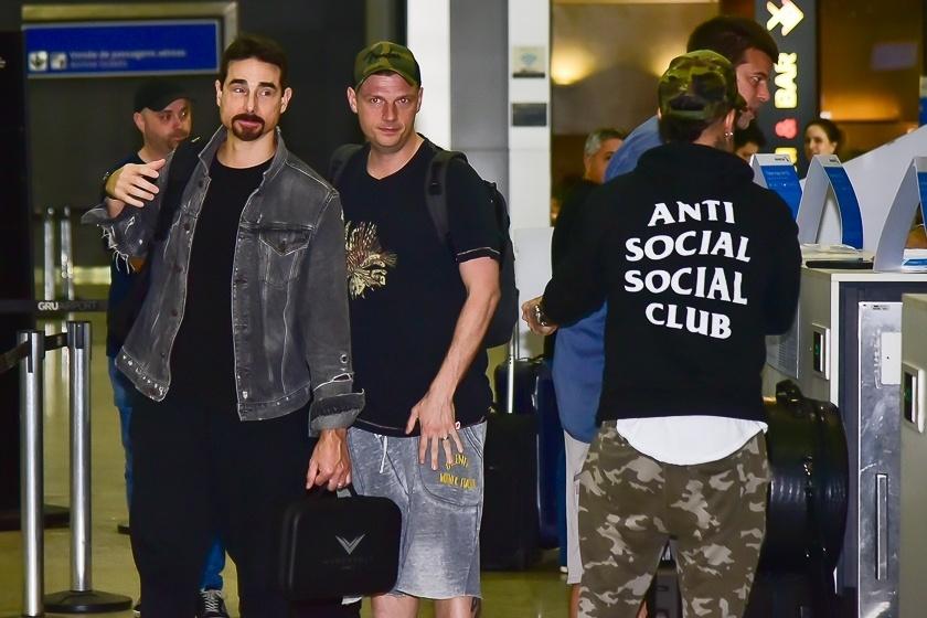 Kevin, Nick Carter e A.J., dos Backstreet Boys, se despedem do Brasil após cancelamento de show - Marcello Sá Barretto/AgNews