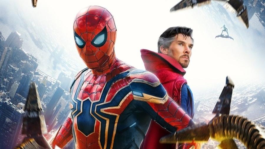 O pôster mostra Peter Parker e Doutor Estranho lutando contra os vilões dos "Homem-Aranha" antigos - Reprodução