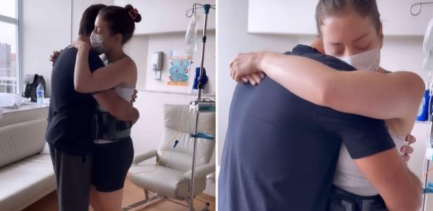 Suffering from leukemia, Fabiana Justus dances while hugging her husband in the hospital